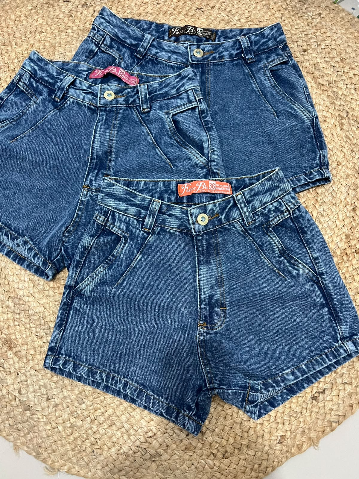 SHORT JEANS 100% ALGODÃO COM BARRA